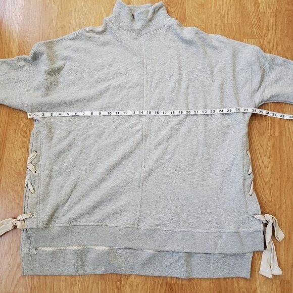 Free People 'So Plush' Lace-Up Pullover Sweatshirt - size Medium in Heather Grey - Picture 12 of 14